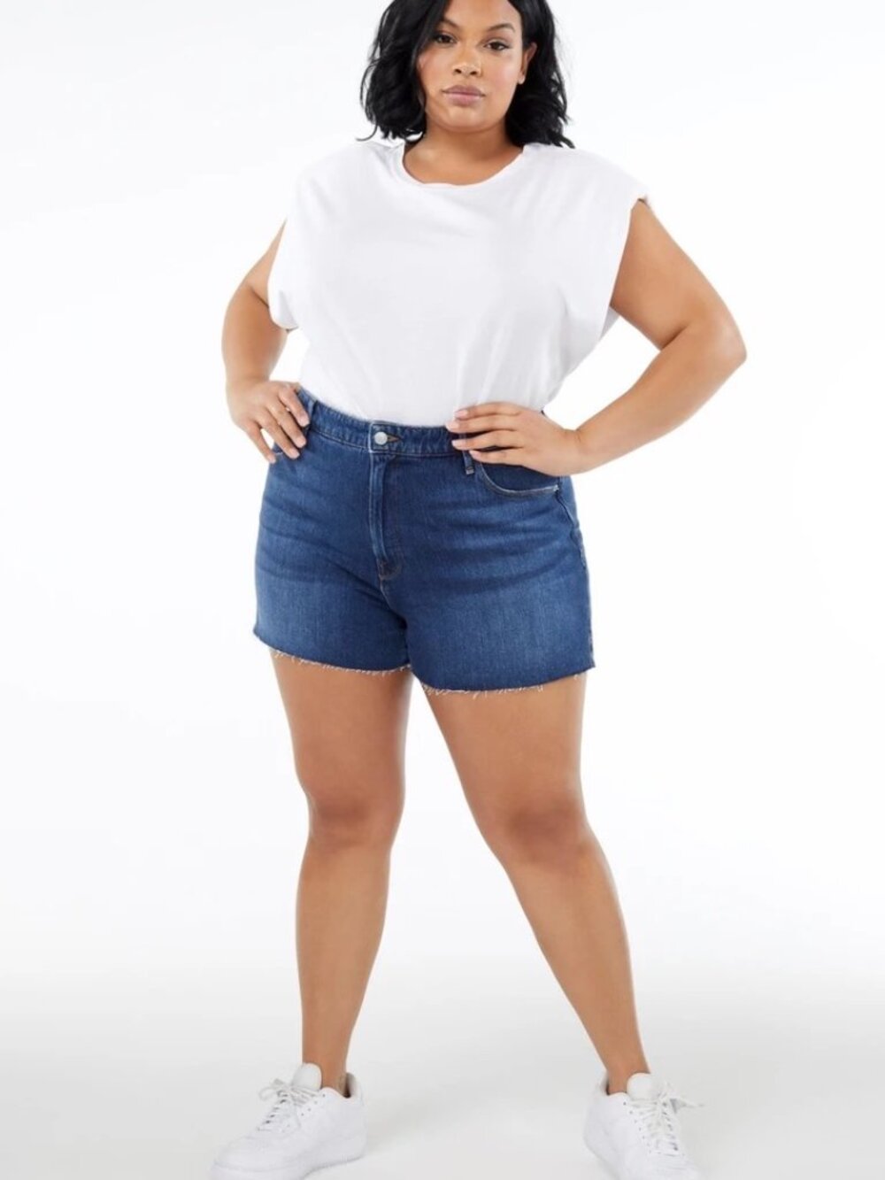 Good American Blue Denim Cutoff Shorts